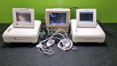 Job Lot Including 2 x Philips Avalon FM30 Fetal Monitors (Both Power Up) 1 x Fukuda Denshi Dynascope DS-7100 Touch Screen Patient Monitor (Powers Up) Including ECG, SpO2, TEMP, NIBP, BP and Printer Options and 2 x Static Systems Group RNIB Nurse Call Syst