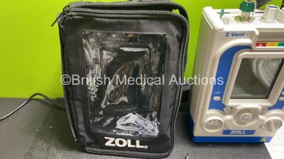 Zoll Z-Vent 731 Series Ventilator *Mfd 2019* Hours of Operation - 8 Minutes, EMV Version 05.22.00, SPM Version 05.20.00 (Powers Up - Like New) In Case with 1 x AC Power Supply, 1 x DC Power Supply, 1 x Hose and 1 x Ref 499-0027-01 Kit Including Breathing - 10