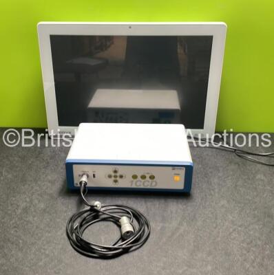 ILO Electronic Carl Zeiss 1CCD Type M-CAM 2950-CD Camera Control Unit (Powers Up) with Digital Video Connection Cable, Lemo Camera (Tested with Donor Monitor, Monitor Not Included) and Onyx Healthcare Station with Power Supply (Draws Power, Does Not Power