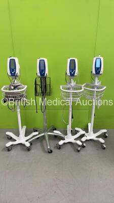 4 x Welch Allyn Spot Vital Signs Monitors on Stands (All Power Up)