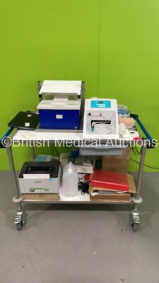 Job Lot Including Trolley / Workstation with HP ProBook (HDD - REMOVED) Future Diagnostics - 55-1047, Tricontinent MultiWash III, Hermle Z 130 M, Samsung Xpress and Various Accessories (All Power Up)