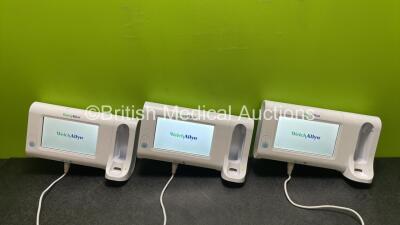 3 x Welch Allyn Connex Spot Touch Screen Monitors with 3 x Power Supplies and 3 x Hoses (All Power Up) *SN 100093783819 / 100093973819 / 100094213819*