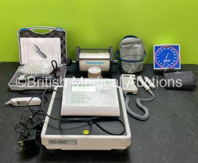 Mixed lot Including 1 x Huntleigh Fetal Dopplex II Doppler (Missing Battery Cover - See Photos) with 2 x Probes / Transducers in Carry Bag, 1 x Vitalograph Calibration Syringe, 1 x Marsden Weighing Scales with Power Supply, 1 x Braun Thermometer and 1 x E