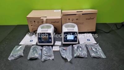 2 x Inspired Medical VHB15A Respiratory Humidifiers *Mfd 2020* (Powers Up, Like New) with User Manuals and Accessories in Boxes