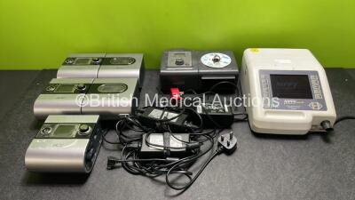 Job Lot Including 1 x B&D Nippy Junior+ Ventilator (Powers Up) 3 x Resmed S9 AutoSet CPAP Units with 2 x H5i Humidifier Chambers and 2 x Power Supplies and 1 x Philips Respironics REMstar Auto A-Flex CPAP Unit with 1 x Power Supply and 1 x System One Humi