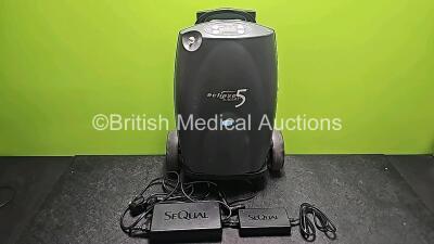 Sequal Eclipse 5 AutoSAT Portable Oxygen Concentrator with DC and AC Power Supplies (Powers Up)