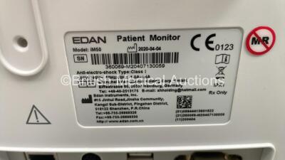 2 x Edan iM50 Patient Monitors on Stand with ECG, SPO2, T1, T2, SPO2, CO2, IBP1 and IBP2 Options and i-CARB CO2 Module with Water Traps and Selection of Leads (Both Power Up) *S/N 3360069-M220407130059 / 360069-M20407140068* - 6