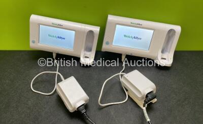 2 x Welch Allyn Connex Spot Touch Screen Monitors with 2 x Power Supplies and 2 x Hoses (Both Power Up) *SN 100093763819 / 100093803818*