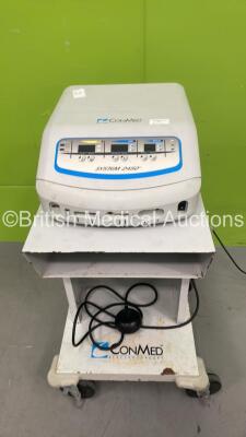 ConMed System 2450 Electrosurgical / Diathermy Unit Model 60-2450-230 with Footswitch on Trolley on Trolley (No Power) *S/N 11EGU100*