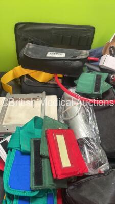 Mixed Lot Including 1 x AD High Pak Charger, 3 x Mangar AC / DC Chargers, 1 x Serres Alteration Kit, 1 x Mangar Airflo Plus Battery Charger, 1 x Hartwell Medical Evac U Splint, Belt Straps, Carry Bags and Straps - 6