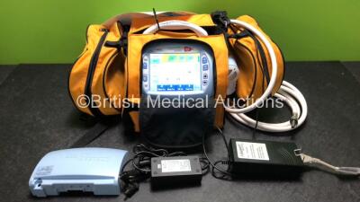 Newport Medical HT70 Plus Ventilator Including 2 x Lithium Ion Batteries, 1 x AC Power Supply, 1 x DC Power Supply and 1 x Hose in Carry Bag *SN N14HT721017281*