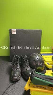 Mixed Lot Including 1 x Cardiac Science Powerheart AED Defibrillator, 1 x Safety Helmet, 1 x Straps, 3 x Belts, 1 x Exeter Special Cushion and a Pair of Size 5 Safety Shoes - 2