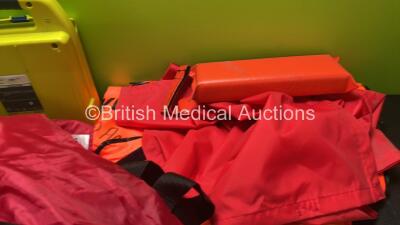 Mixed Lot Including 1 x Cardiac Science Powerheart AED Defibrillator, 1 x Safety Helmet, 1 x Straps, 3 x Belts, 1 x Exeter Special Cushion and a Pair of Size 5 Safety Shoes - 6