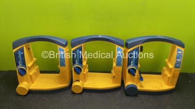 3 x Laerdal LSU Suction Units with 3 x Batteries (All Power Up with Damage to Casing - See Photos)