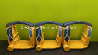 3 x Laerdal LSU Suction Units with 3 x Batteries (All Power Up with Damage to Casing - See Photos)