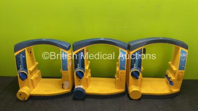 3 x Laerdal LSU Suction Units with 3 x Batteries (All Power Up with Damage to Casing - See Photos)