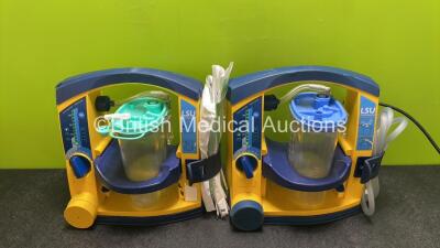 2 x Laerdal LSU Suction Units with 2 x Cups and 2 x Batteries (Both Power Up) *SN 78271469814 / 78090957249*