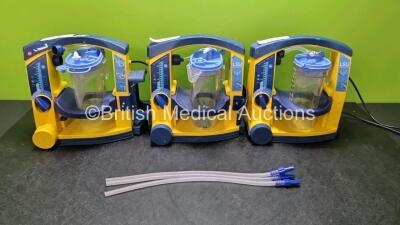 3 x LSU Laerdal Suction Units (2 x Power Up, 1 x Draws Power, 2 x with Damage to Casing - See Photos) with 3 x Suction Cups and Hoses