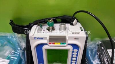 Zoll Z-Vent 731 Series Ventilator *Mfd 2019* Hours of Operation - 12 Minutes, EMV Version 05.22.00, SPM Version 05.20.00 (Powers Up - Like New) In Case with 1 x AC Power Supply, 1 x DC Power Supply, 1 x Hose and 1 x Ref 499-0027-01 Kit Including Breathing - 3