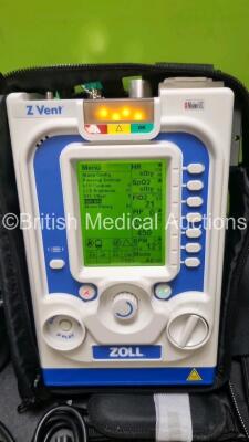 Zoll Z-Vent 731 Series Ventilator *Mfd 2019* Hours of Operation - 47 Minutes, EMV Version 05.22.00, SPM Version 05.20.00 (Powers Up - Like New) In Case with 1 x AC Power Supply, 1 x DC Power Supply, 1 x Hose and 1 x Ref 499-0027-01 Kit Including Breathing - 2