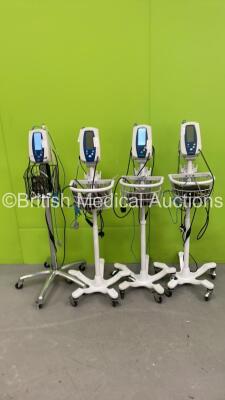 4 x Welch Allyn SPOT Vital Signs Monitors on Stands (All Power Up)