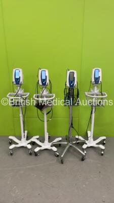 4 x Welch Allyn SPOT Vital Signs Monitors on Stands (All Power Up)