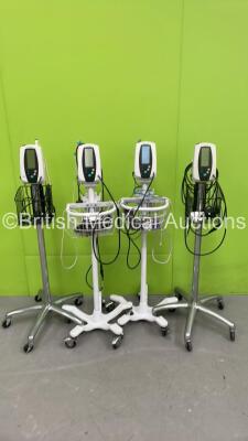 4 x Welch Allyn 420 Series Vital Signs Monitors on Stands (All Power Up)