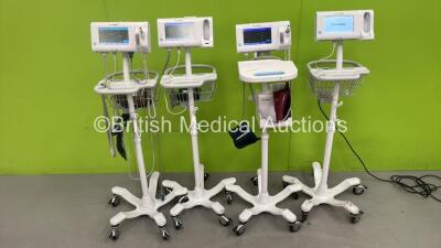 4 x Welch Allyn Connex Patient Monitors on Stands (All Power Up)