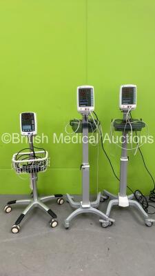 Creative Medical PC-900 Vital Signs Monitors on Stands and 1 x Mindray VS-800 Vital Signs Monitor on Stand (All Power Up)