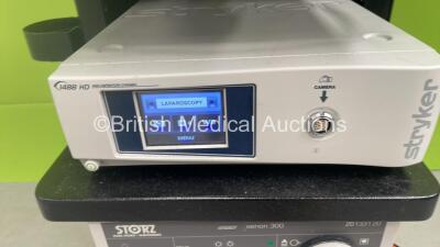 Stryker Stack System with Stryker VisioPro LED Display, Stryker Pneumosure High Flow Insufflator, Stryker SDC3 HD Information Management System, Stryker 1488HD High Definition Camera Control Unit, Stryker 1488HD Camera Head, Storz 201331 20 SCB Xenon 300 - 6