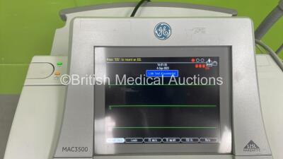 GE MAC 3500 ECG Machine on Stand with 10 Lead ECG Leads (Powers Up) *S/N SKK15356264PA* - 3