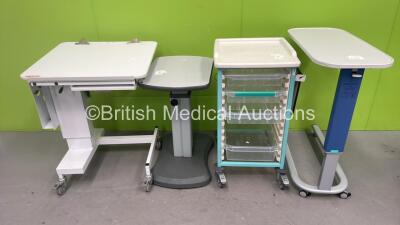 1 x Bristol Maid Mobile Workstation / Presentation Board, 1 x Electric Table, 1 x Ocura Over The Bed Table and 1 x Bristol Maid Mobile Storage Trolley