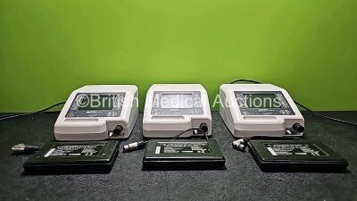 3 x B & D Electromedical Nippy Junior+ Ventilators with 3 x External Batteries (All Power up) *Collection In Person For External Batteries - Cannot Ship Batteries*