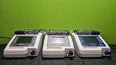 Job Lot Including 2 x B & D Electromedical Nippy Junior+ Ventilators, 1 x B & D Electromedical Nippy 3+ Ventilator and 3 x External Batteries (All Power Up) *Collection In Person For External Batteries - Cannot Ship Batteries*