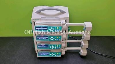 4 x B Braun Perfusor Space Syringe Pumps (All Power Up) with 1 x B.Braun Space Station (Powers Up)