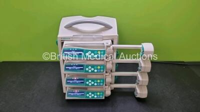 4 x B Braun Perfusor Space Syringe Pumps (All Power Up) with 1 x B.Braun Space Station (Powers Up)