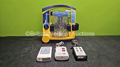 Mixed Lot Including 1 x LSU Laerdal Suction Unit, Cup and 1 x Battery (Powers Up), 1 x Sunmed Peripheral Nerve Stimulator Sunstim Plus, 1 x Microstim DB3 Supramaximal Nerve Stimulator and 1 x GE Carescape Telemetry T4 Ref.2014748-003 Transmitter