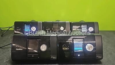 5 x ResMed Airsense 10 Autoset CPAP Units and 3 x Power Supplies (All Power Up, Missing Side Covers - See Photos) *SN 23172966749 / 23223147434 / 23161671658 / 23221835502 / 23231072551*