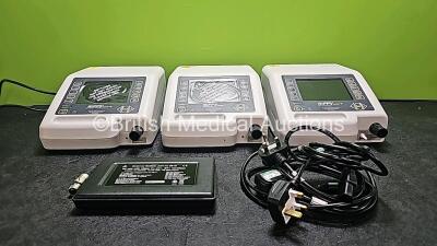 3 x B&D Electromedical Nippy Junior + Ventilators with 1 x External Battery in Carry Bags (All Power Up) *External Battery Collection Only - Cannot Be Shipped*