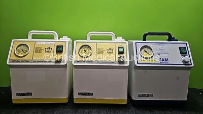 3 x Sam 12 Medical Suction Units (All Untested Due to Damaged Plugs, Missing Switch and Dial Cover - See Photos)