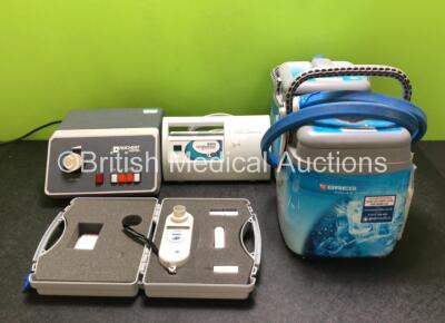 Mixed Lot Including 1 x Reichert Type 61 11 01 Unit (Powers Up) 1 x Kendall SCD Response Compression System (Powers Up with Damage to Casing - See Photos) 1 x Micro Medical Micro CO Spirometer in Case and 2 x Breg Cool Boxes