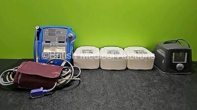 Mixed Lot Including 1 x GE Dinamap PRO 400V2 With Spo2 Lead, BP Cuff and Hose, 3 x Devilbiss Sleepcube Standard CPAP Units with 2 x Power Supplies and 1 x Fisher & Paykel ICON+NOVO CPAP (All Powers Up) *SN 2018862001 / IK010083 / IK010647 / IK001835 / 160