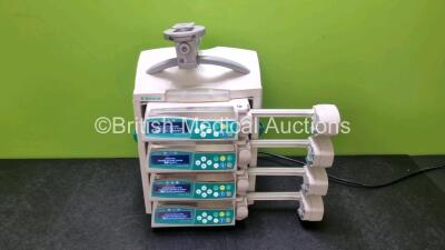 4 x B Braun Perfusor Space Syringe Pumps (All Power Up) with 1 x B.Braun 4 Bay Space Station (Powers Up)