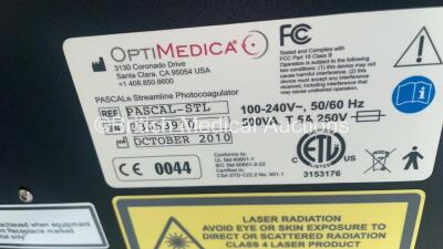 Streamline Pascal Photocoagulator Laser with 2 x 10x Eyepieces on Table with Footswitch *Mfd Oct 2010* (Powers Up with Stock Key - Not Included) *33063910* - 9