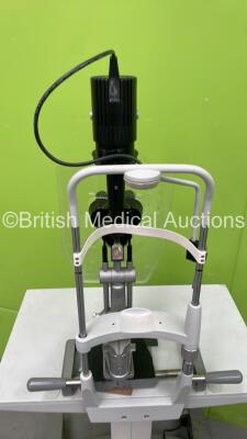 Haag Streit Bern BM 900 Slit Lamp with 2 x 10x Eyepieces and Chin Rest on Motorized Table (Powers Up - No Light) *13567* - 6