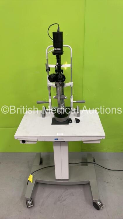 Haag Streit Bern BM 900 Slit Lamp with 2 x 10x and 2 x 16x Eyepieces and Chin Rest on Motorized Table (Powers Up with Good Light) *07654*