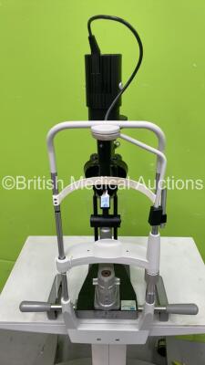 Haag Streit Bern BM 900 Slit Lamp with 2 x 10x and 2 x 16x Eyepieces and Chin Rest on Motorized Table (Powers Up with Good Light) *07654* - 7