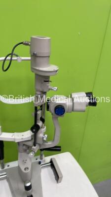 Keeler SL Slit Lamp with Binoculars and 2 x Eyepieces on Topcon Motorized Table (Powers Up No Light - Suspect Blown Bulb) - Damage to Rubber of Eyepieces - See Pictures) - 3