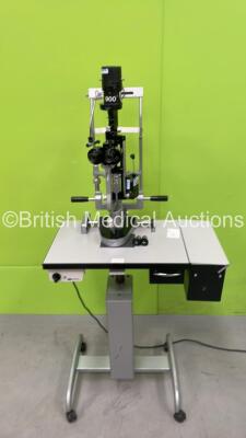 Haag Streit Bern BM 900 Slit Lamp with 2 x 10x and Chin Rest on Motorized Table (Powers Up - No Light) *11576*