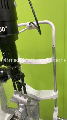 Haag Streit Bern BM 900 Slit Lamp with 2 x 10x and 2 x 16x Eyepieces, Haag Streit R 90049138 Tonometer and Chin Rest on Motorized Table (Powers Up with Good Light) *07747* - 5